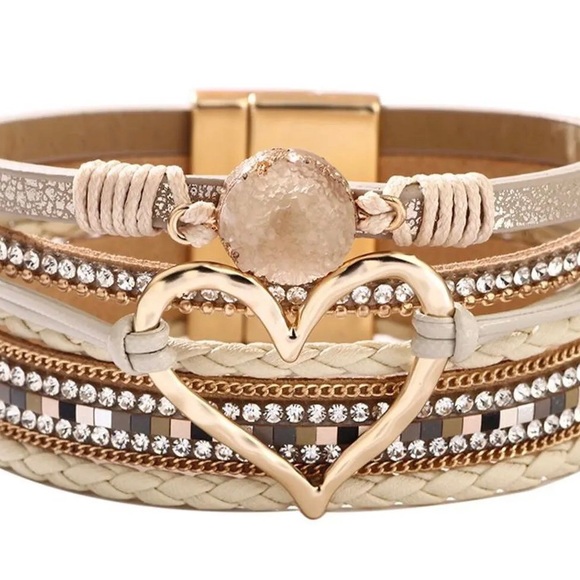 Braided Leather Wrap Bracelet Boho Cuff - Picture 3 of 6